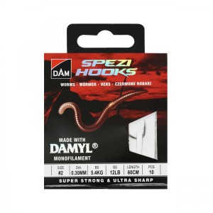 przypon gotowy DAM SPEZI Worms 0,20mm / nr 8 / op. 10szt.
