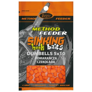 przynęta LORPIO Hook Baits Sinking Dumbells 5x10mm / op.20 gr. / Pomarańcza Czekolada