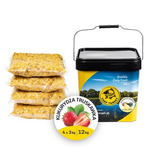 kukurydza zanętowa CARP TARGET Truskawka op.12kg / 4x3kg + wiadro 17 litrów  