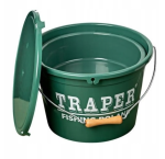 wiadro z miską i pokrywą TRAPER 13 l - zielone